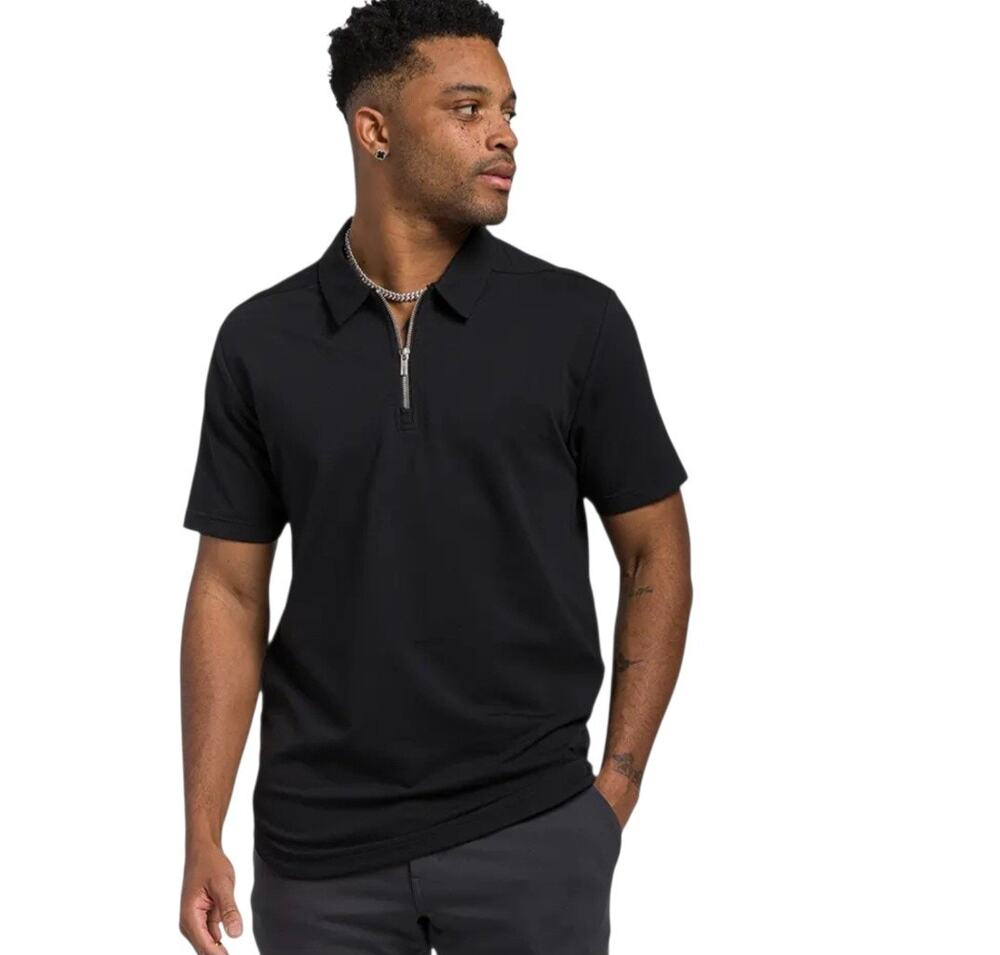 BYLT Lux Zip Polo Black sz M Quarter-zip - Picture 1 of 9